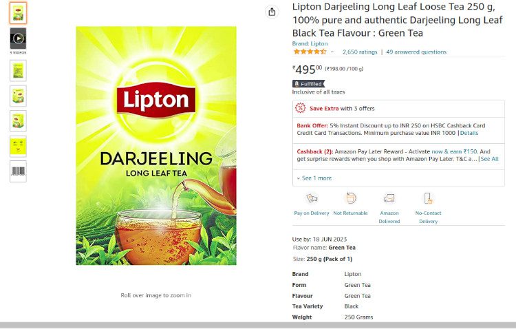 Lipton: Long Loose Leaf Best Darjeeling Black Tea