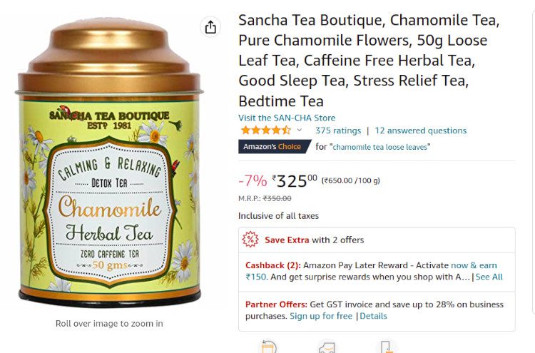 Sancha’s Chamomile Tea