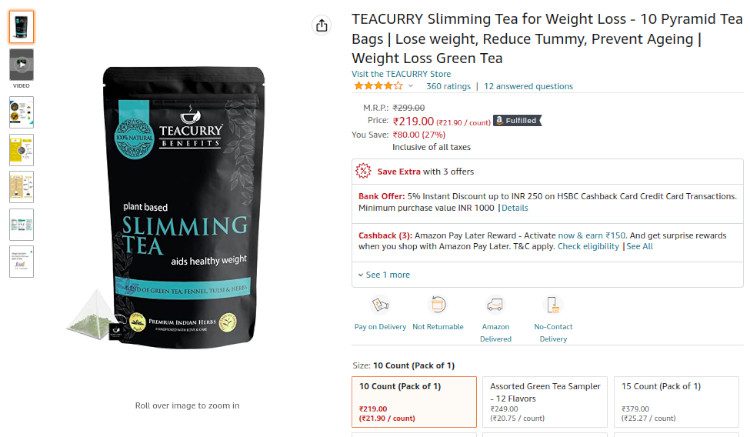 TEACURRY Slimming Tea for Weight Loss