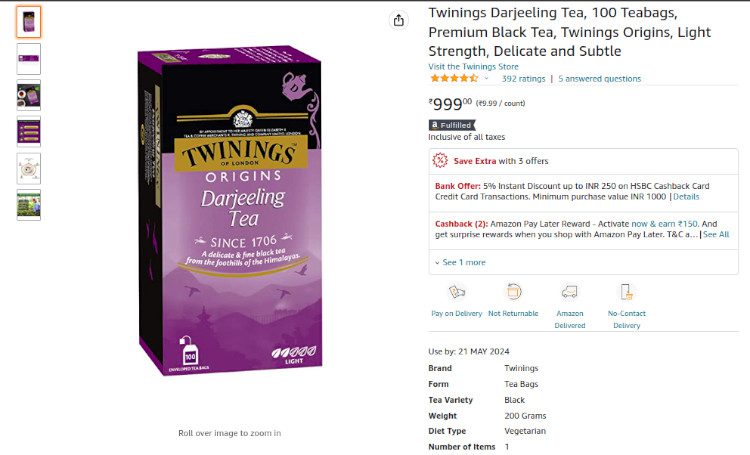 Twinnings: Best Darjeeling Tea Bags